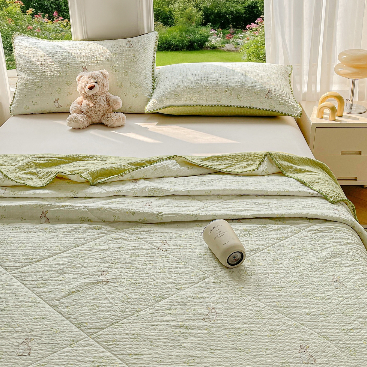 91家纺网 家纺一手货源 找家纺 米萝家居 2026新款泡泡棉夏被新疆棉花空调被夏凉被 丛林兔