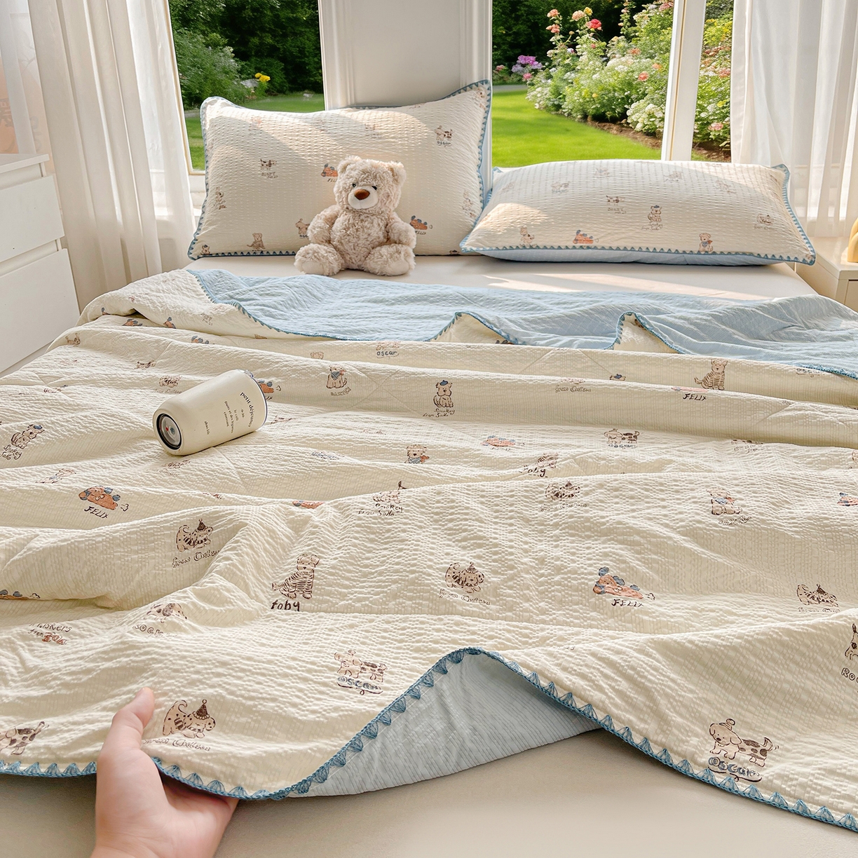 91家纺网 家纺一手货源 找家纺 米萝家居 2026新款泡泡棉夏被新疆棉花空调被夏凉被 宠物之家