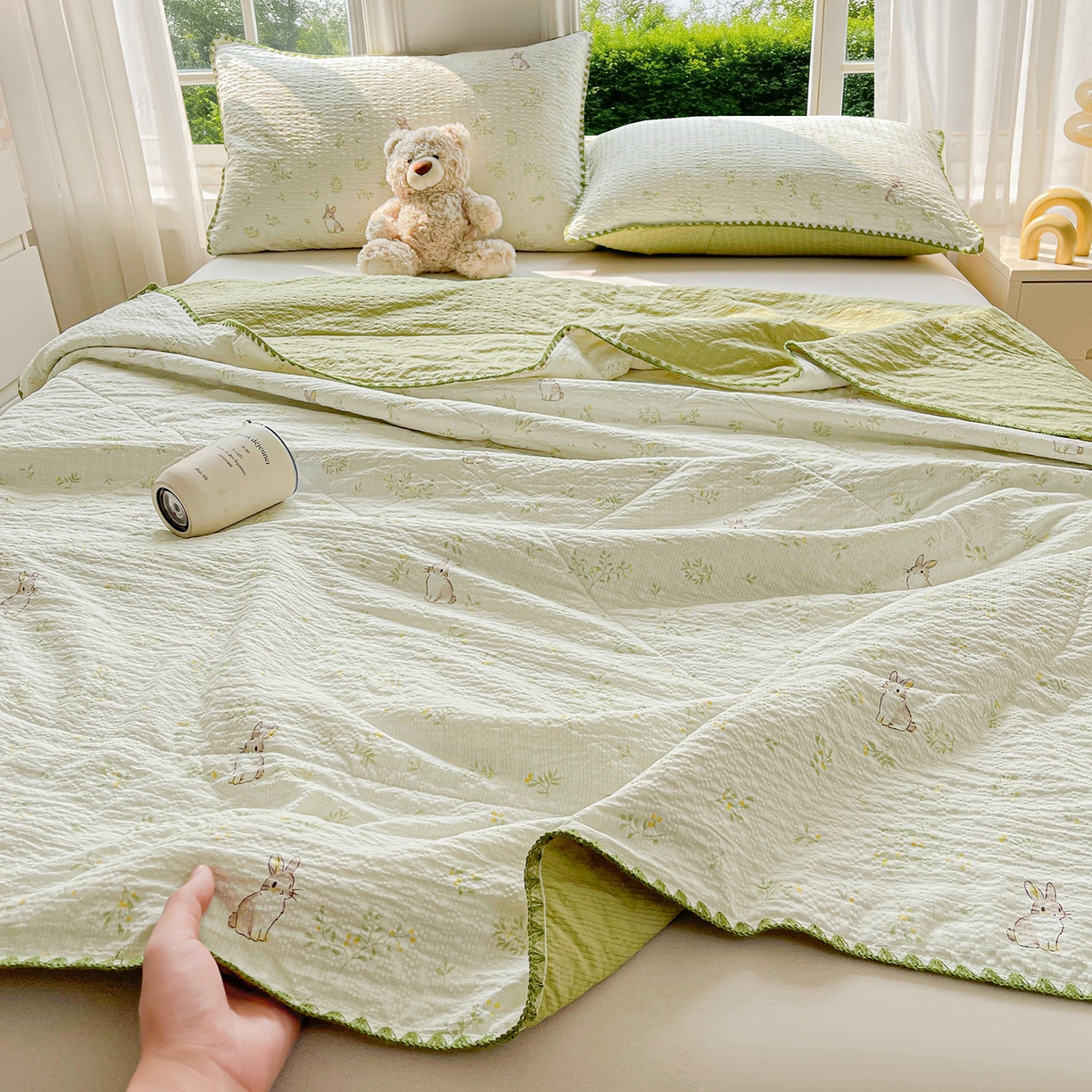 91家纺网 家纺一手货源 找家纺 米萝家居 2026新款泡泡棉夏被新疆棉花空调被夏凉被 丛林兔