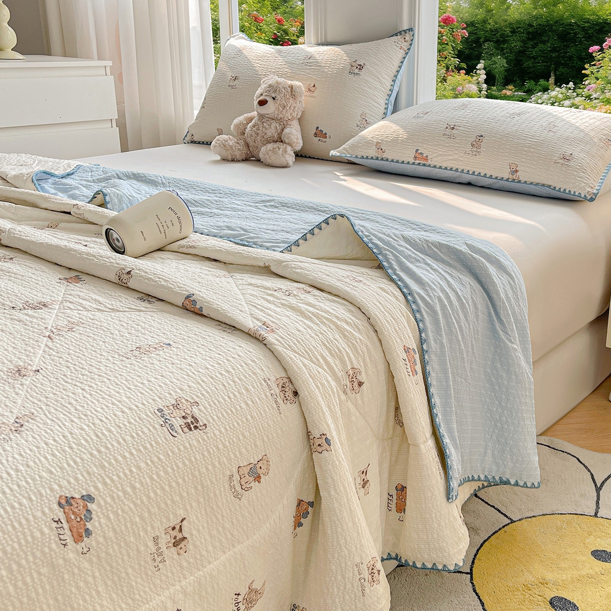 91家纺网 家纺一手货源 找家纺 米萝家居 2026新款泡泡棉夏被新疆棉花空调被夏凉被 宠物之家