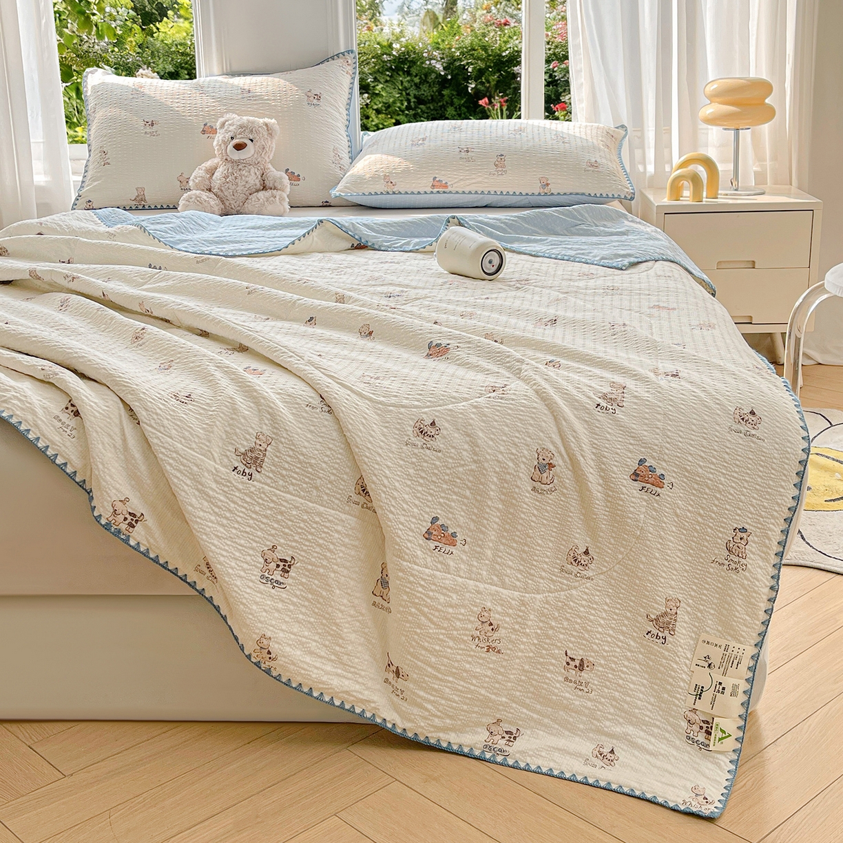 91家纺网 家纺一手货源 找家纺 米萝家居 2026新款泡泡棉夏被新疆棉花空调被夏凉被 宠物之家