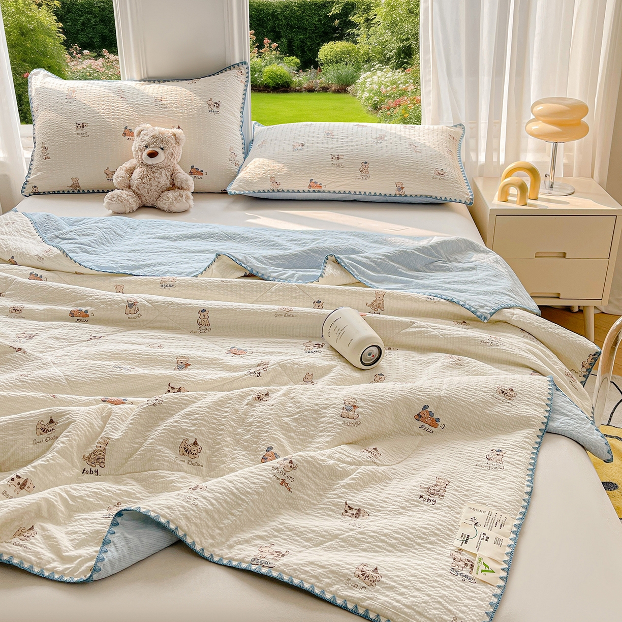 91家纺网 家纺一手货源 找家纺 米萝家居 2026新款泡泡棉夏被新疆棉花空调被夏凉被 宠物之家