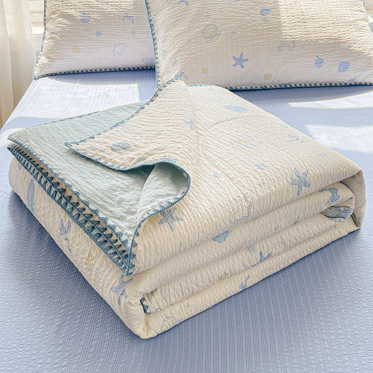 91家纺网 家纺一手货源 找家纺 米萝家居 2026新款泡泡棉夏被新疆棉花空调被夏凉被 神秘海域