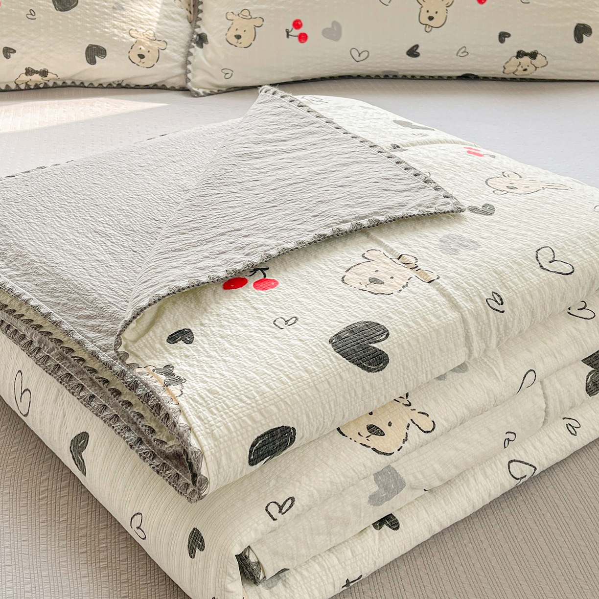 91家纺网 家纺一手货源 找家纺 米萝家居 2026新款泡泡棉夏被新疆棉花空调被夏凉被 宠萌狗