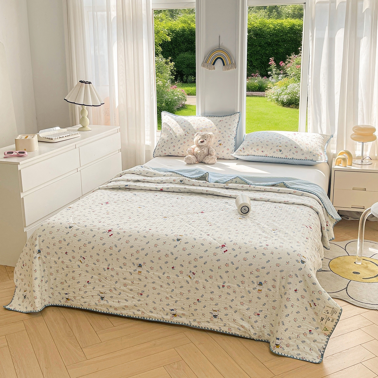 91家纺网 家纺一手货源 找家纺 米萝家居 2026新款泡泡棉夏被新疆棉花空调被夏凉被 繁花间