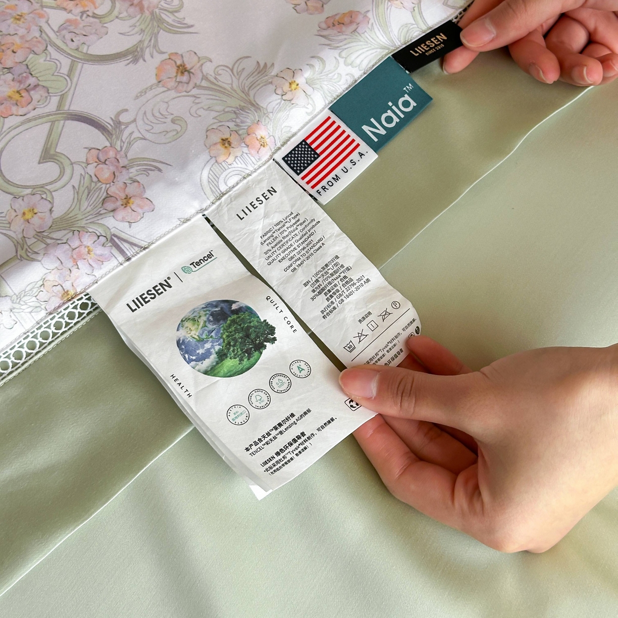 91家纺网 家纺一手货源 找家纺 丽笙被芯 2026新款兰精天丝数码印花Naia镂空夏被夏凉被空调被 莉格