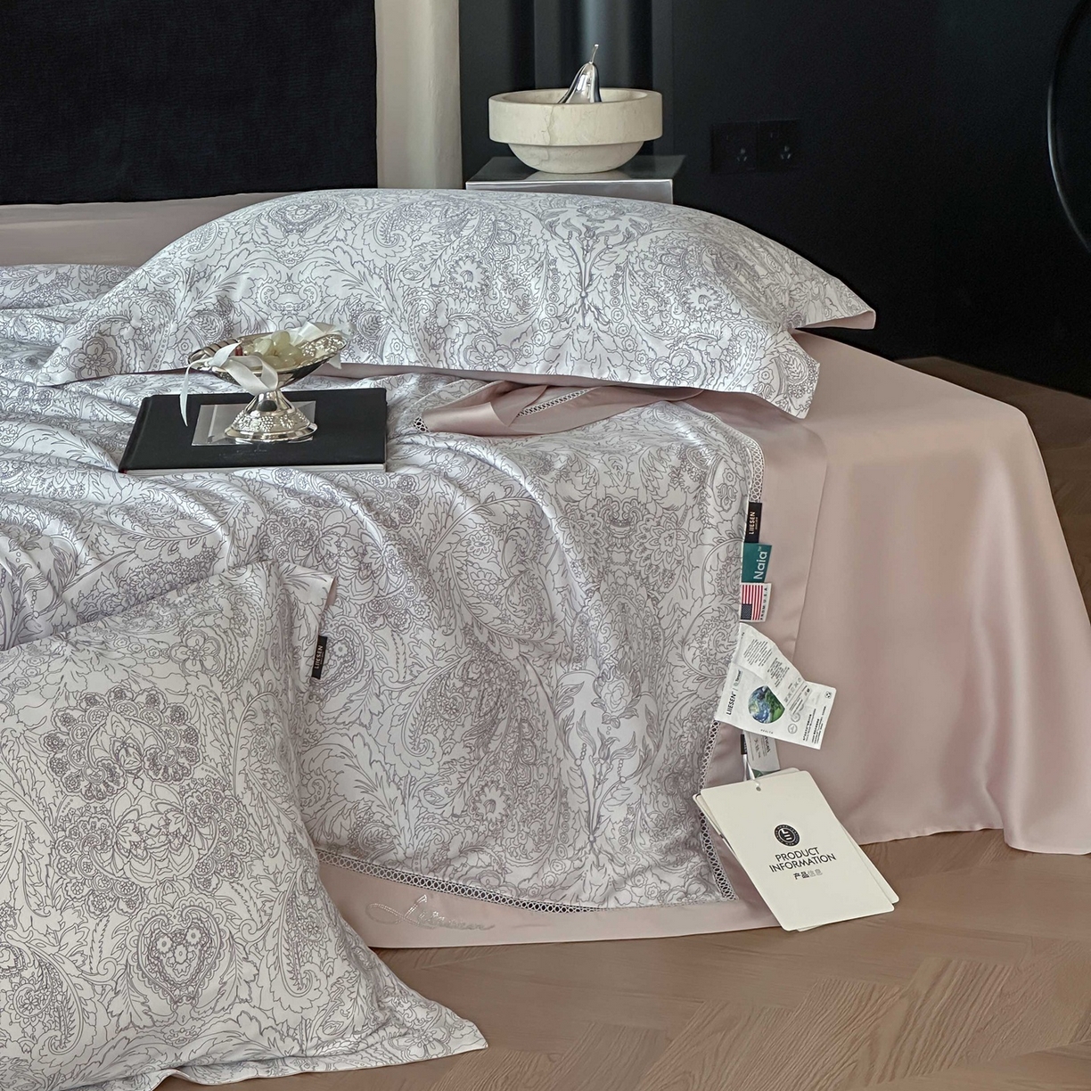 91家纺网 家纺一手货源 找家纺 丽笙被芯 2026新款兰精天丝数码印花Naia镂空夏被夏凉被空调被 罗莎白