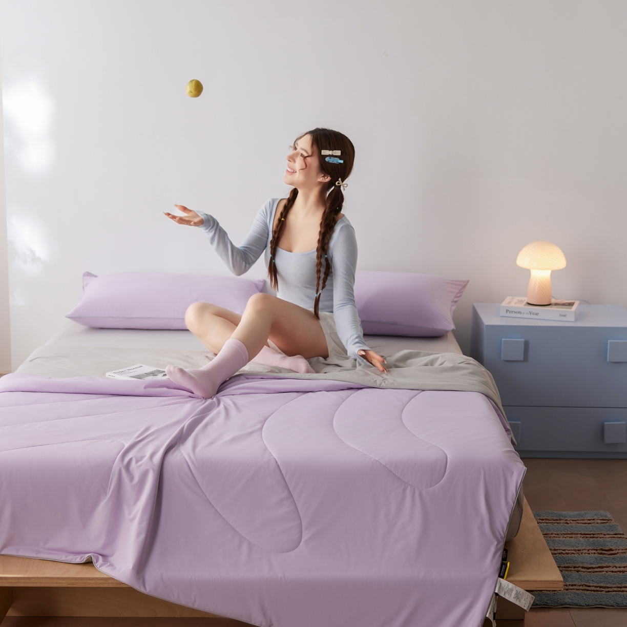 91家纺网 家纺一手货源 找家纺 丽笙被芯 2026新款冰皮凉凉夏被夏凉被空调被 芋泥波波