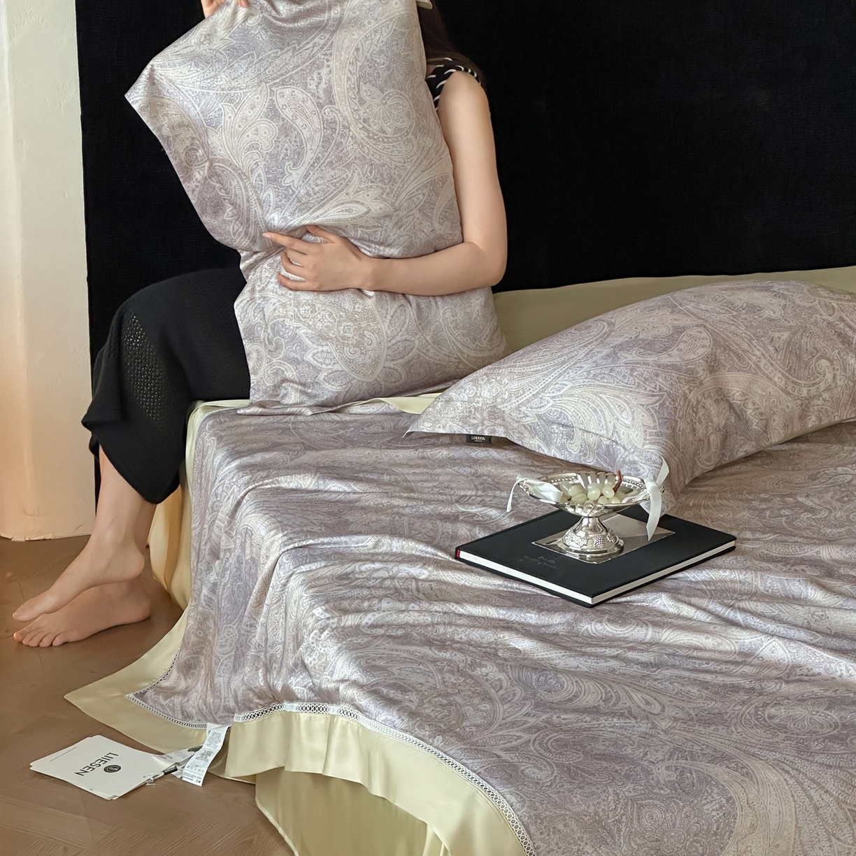 91家纺网 家纺一手货源 找家纺 丽笙被芯 2026新款兰精天丝数码印花Naia镂空夏被夏凉被空调被 尼芙绿