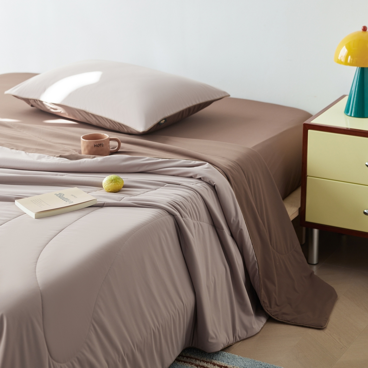 91家纺网 家纺一手货源 找家纺 丽笙被芯 2026新款冰皮凉凉夏被夏凉被空调被 榛果可可