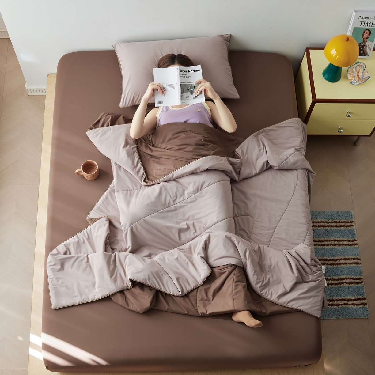 91家纺网 家纺一手货源 找家纺 丽笙被芯 2026新款冰皮凉凉夏被夏凉被空调被 榛果可可