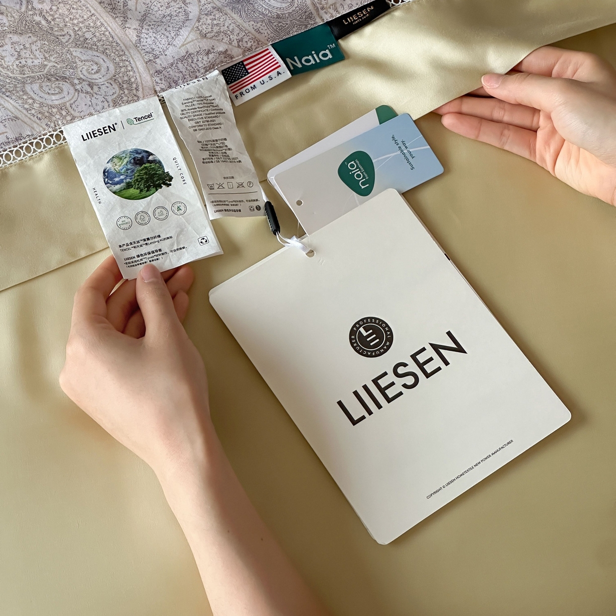 91家纺网 家纺一手货源 找家纺 丽笙被芯 2026新款兰精天丝数码印花Naia镂空夏被夏凉被空调被 尼芙绿