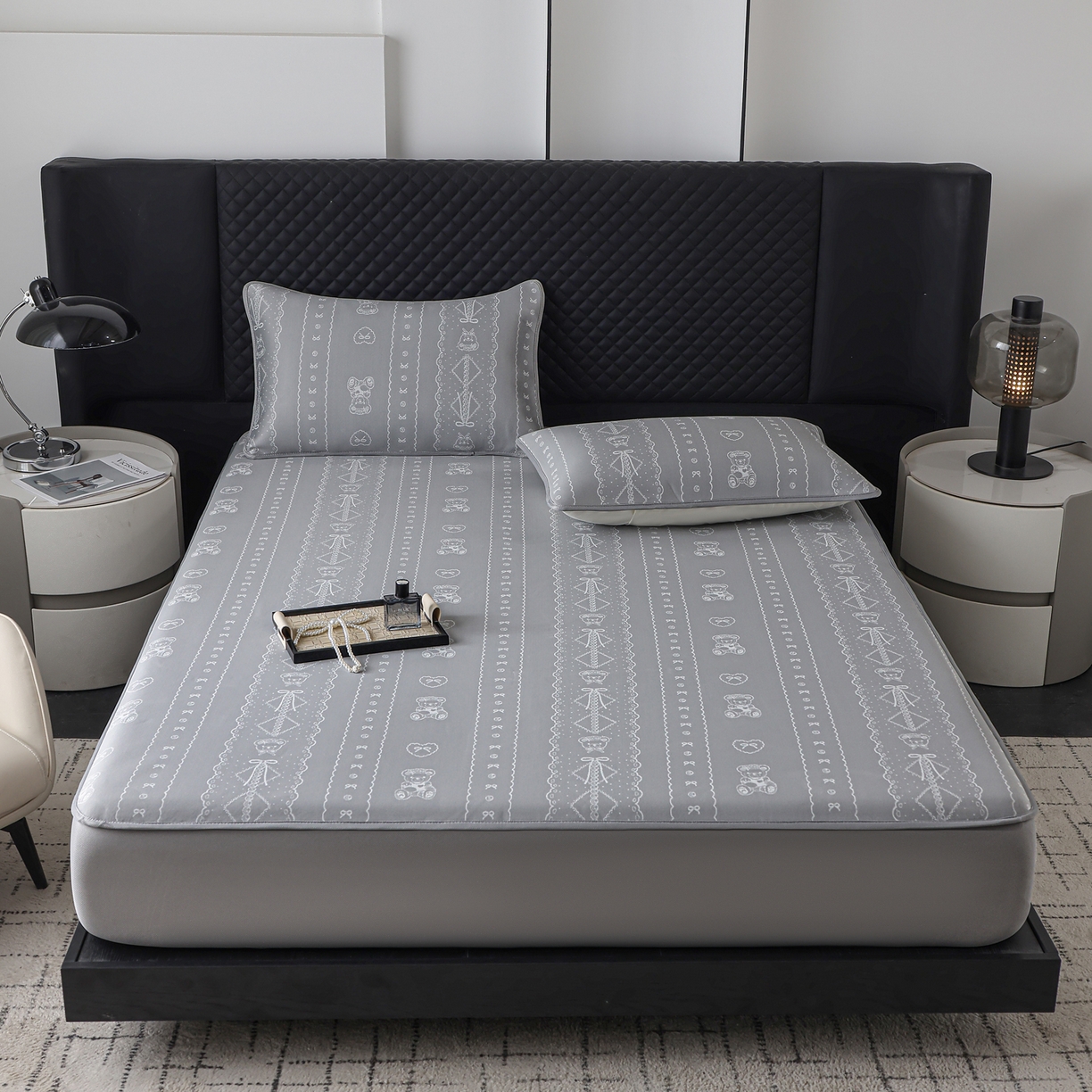 91家纺网 家纺一手货源 找家纺 （总）赛丽雅 2026新款A类450克PE提花复合三明治床笠款凉感面料凉席防滑全包床罩