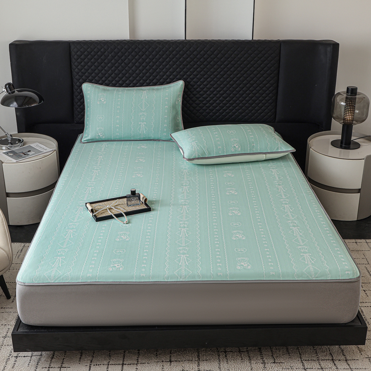 91家纺网 家纺一手货源 找家纺 （总）赛丽雅 2026新款A类450克PE提花复合三明治床笠款凉感面料凉席防滑全包床罩