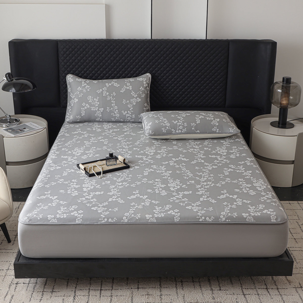 91家纺网 家纺一手货源 找家纺 （总）赛丽雅 2026新款A类450克PE提花复合三明治床笠款凉感面料凉席防滑全包床罩