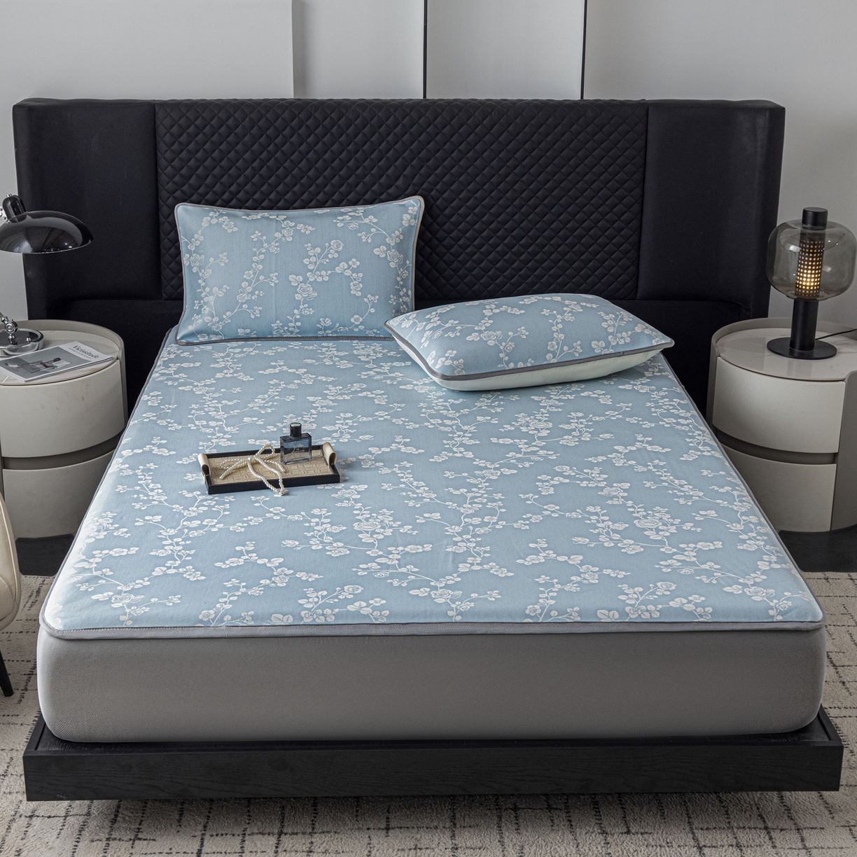 91家纺网 家纺一手货源 找家纺 （总）赛丽雅 2026新款A类450克PE提花复合三明治床笠款凉感面料凉席防滑全包床罩