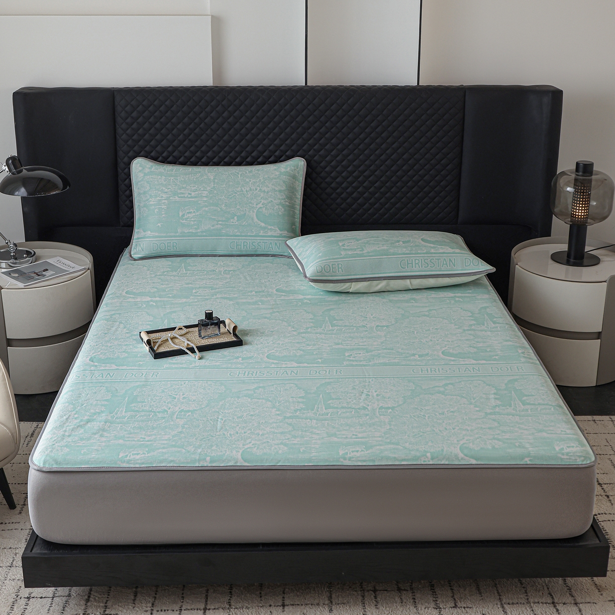 91家纺网 家纺一手货源 找家纺 （总）赛丽雅 2026新款A类450克PE提花复合三明治床笠款凉感面料凉席防滑全包床罩