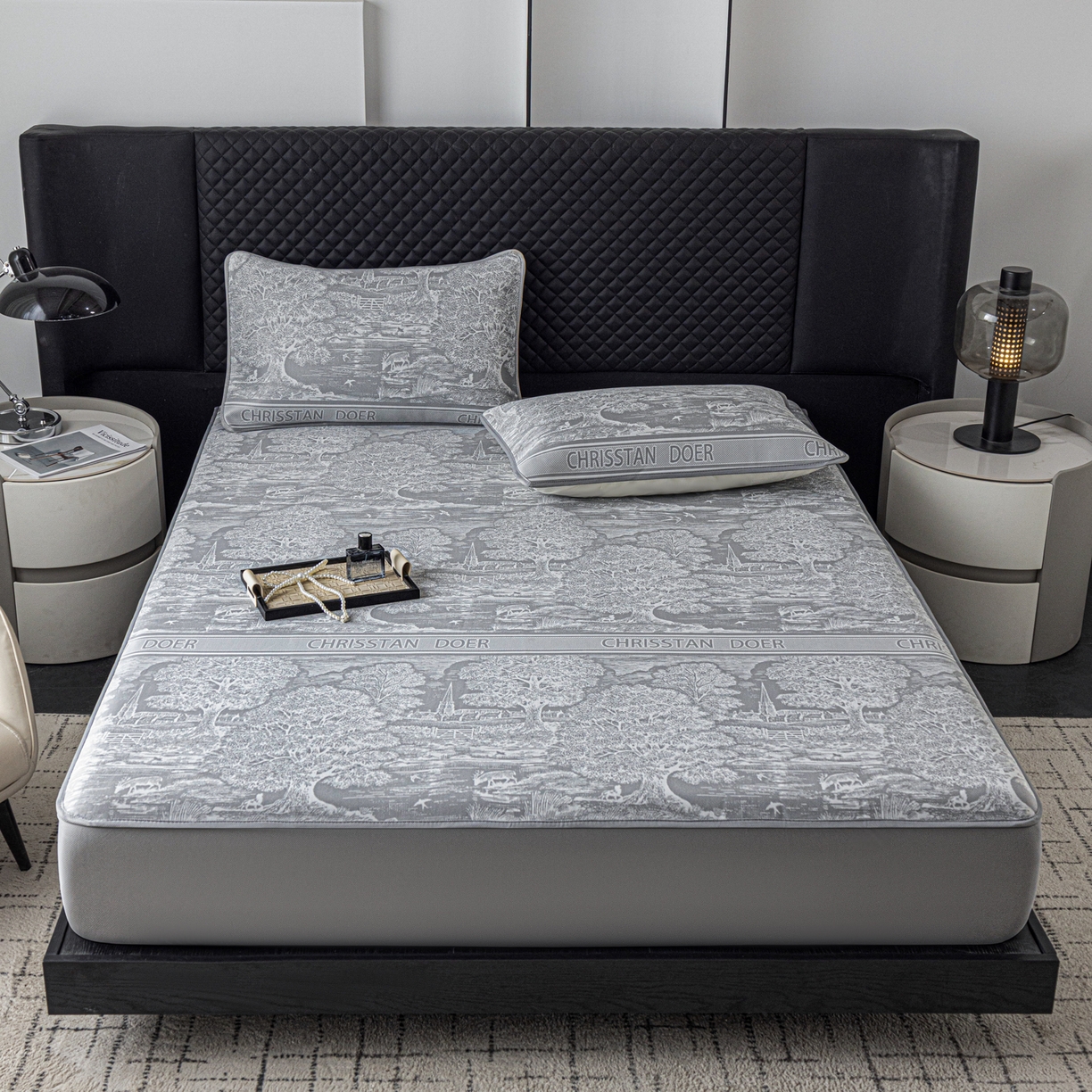 91家纺网 家纺一手货源 找家纺 （总）赛丽雅 2026新款A类450克PE提花复合三明治床笠款凉感面料凉席防滑全包床罩