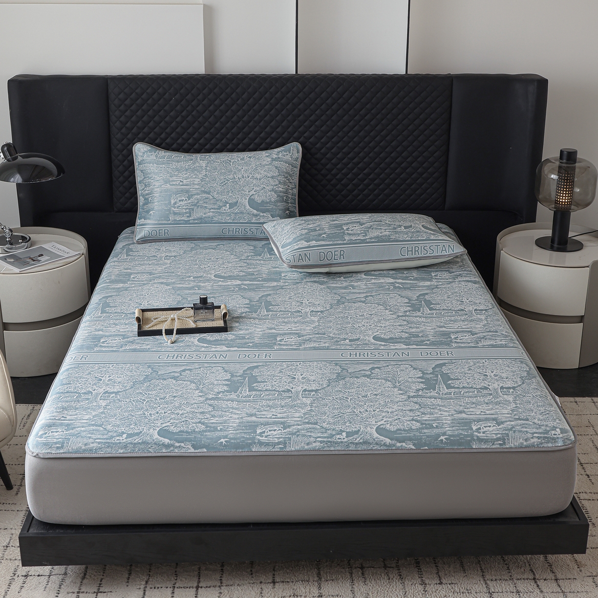 91家纺网 家纺一手货源 找家纺 （总）赛丽雅 2026新款A类450克PE提花复合三明治床笠款凉感面料凉席防滑全包床罩