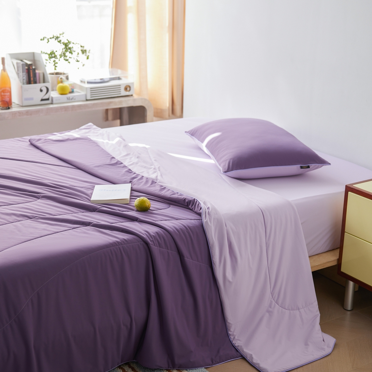 91家纺网 家纺一手货源 找家纺 丽笙被芯 2026新款冰皮凉凉夏被夏凉被空调被 紫米黑加仑