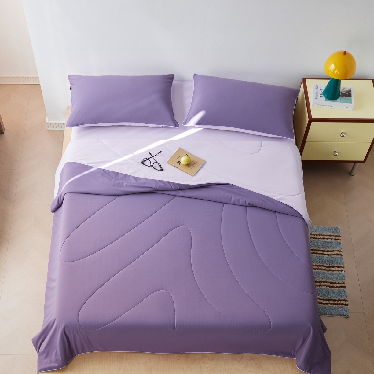 91家纺网 家纺一手货源 找家纺 丽笙被芯 2026新款冰皮凉凉夏被夏凉被空调被 紫米黑加仑