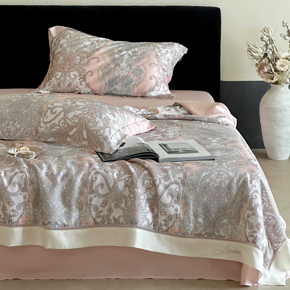 丽笙被芯 2026新款兰精天丝数码印花Naia镂空夏被夏凉被空调被 伊甸粉