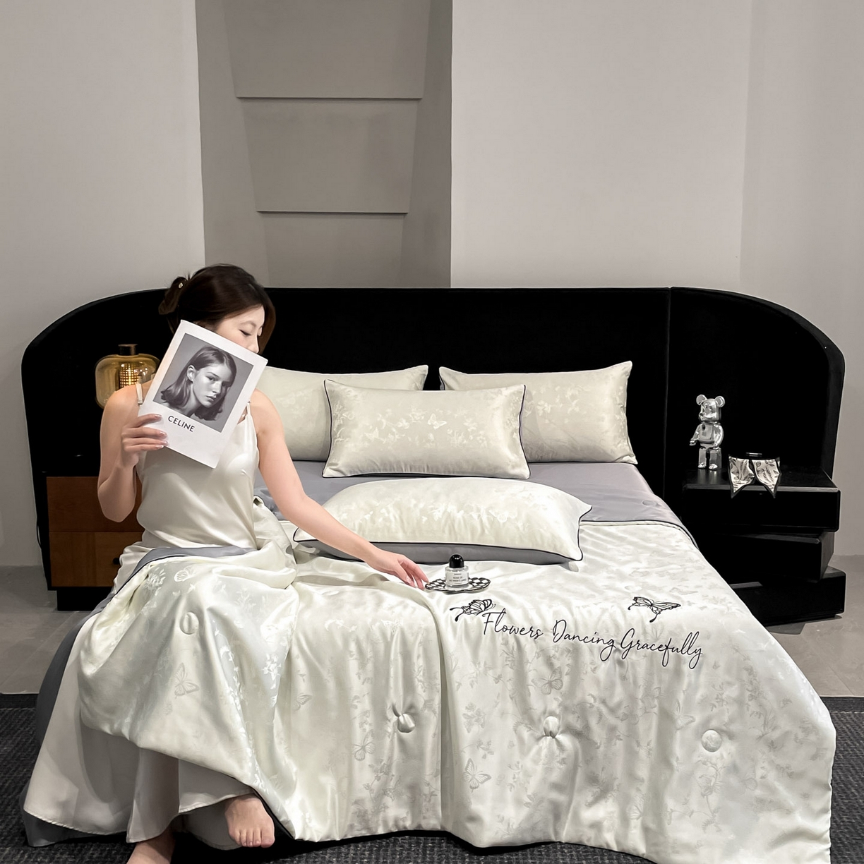 91家纺网 家纺一手货源 找家纺 （总）慕澄家纺 2026新款水洗真丝天丝提花刺绣夏凉被空调被夏被四件套-蝶影