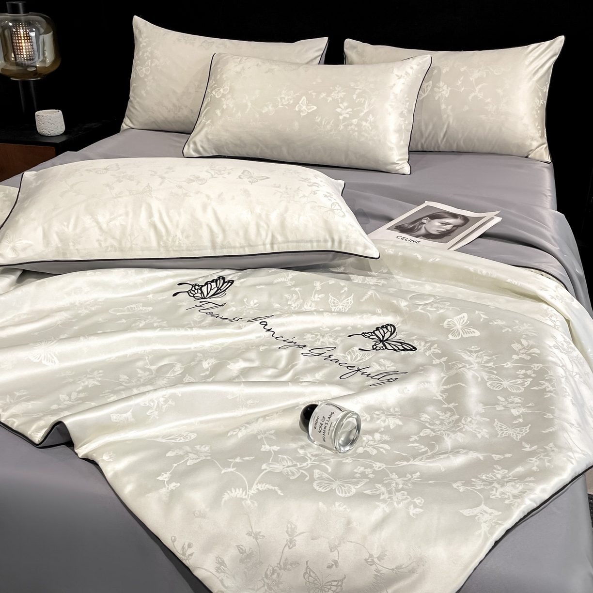 91家纺网 家纺一手货源 找家纺 （总）慕澄家纺 2026新款水洗真丝天丝提花刺绣夏凉被空调被夏被四件套-蝶影