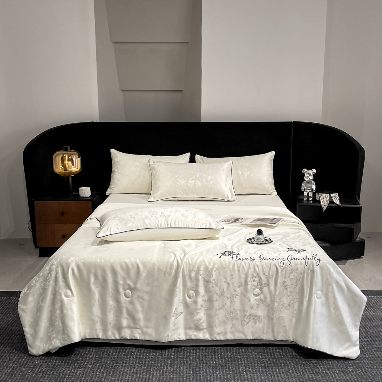 91家纺网 家纺一手货源 找家纺 慕澄家纺 2026新款水洗真丝天丝提花刺绣夏凉被空调被夏被四件套-蝶影 蝶影-霜白