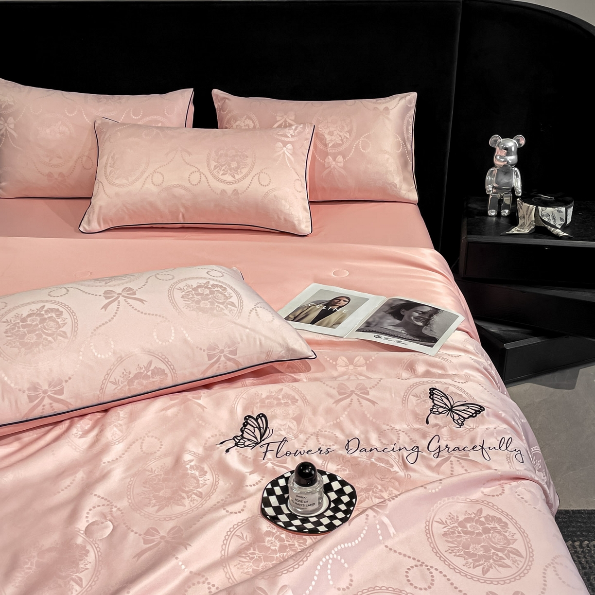 91家纺网 家纺一手货源 找家纺 慕澄家纺 2026新款水洗真丝天丝提花刺绣夏凉被空调被夏被四件套-蝶影 蝶影-蔷薇粉