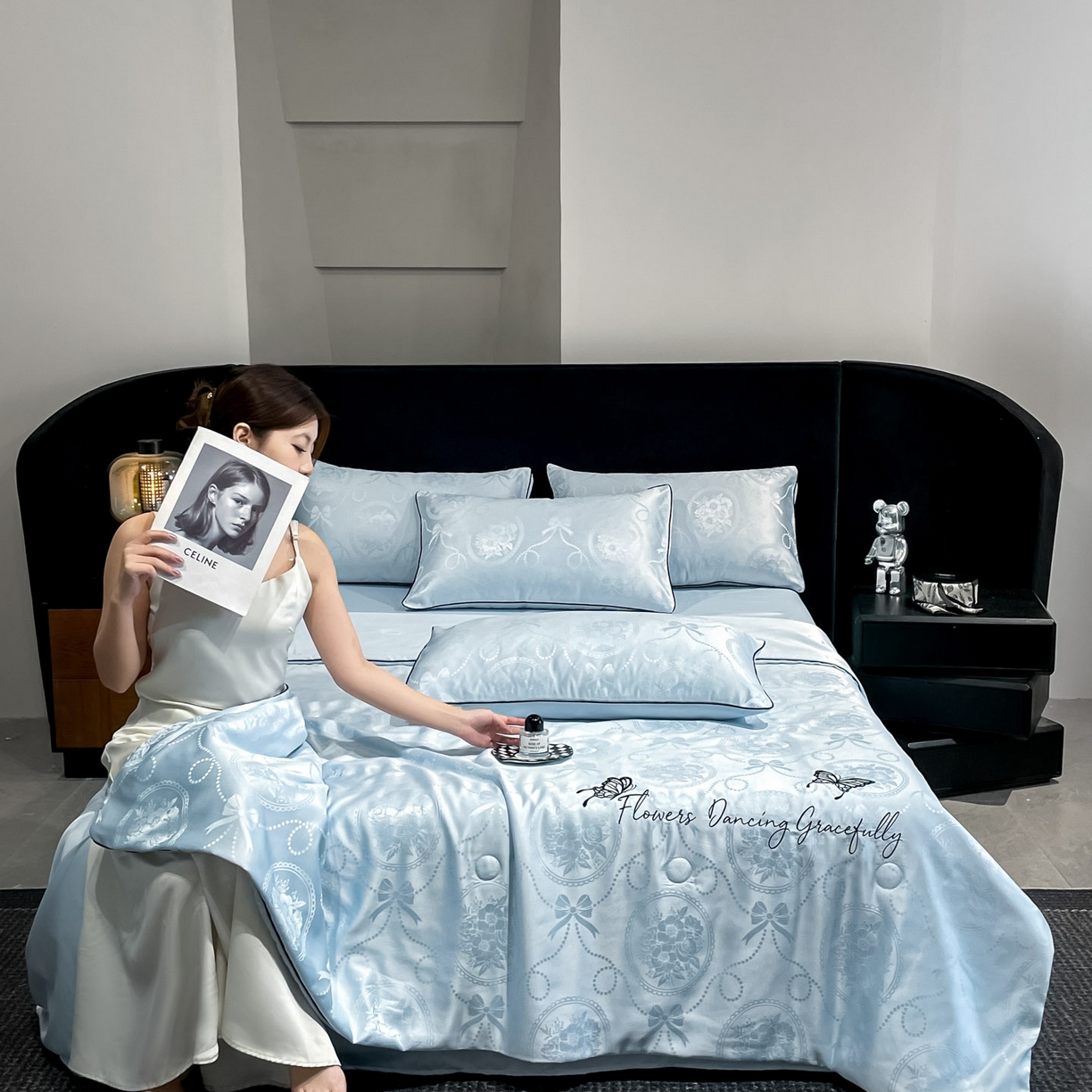 91家纺网 家纺一手货源 找家纺 慕澄家纺 2026新款水洗真丝天丝提花刺绣夏凉被空调被夏被四件套-蝶影 蝶影-冰蓝