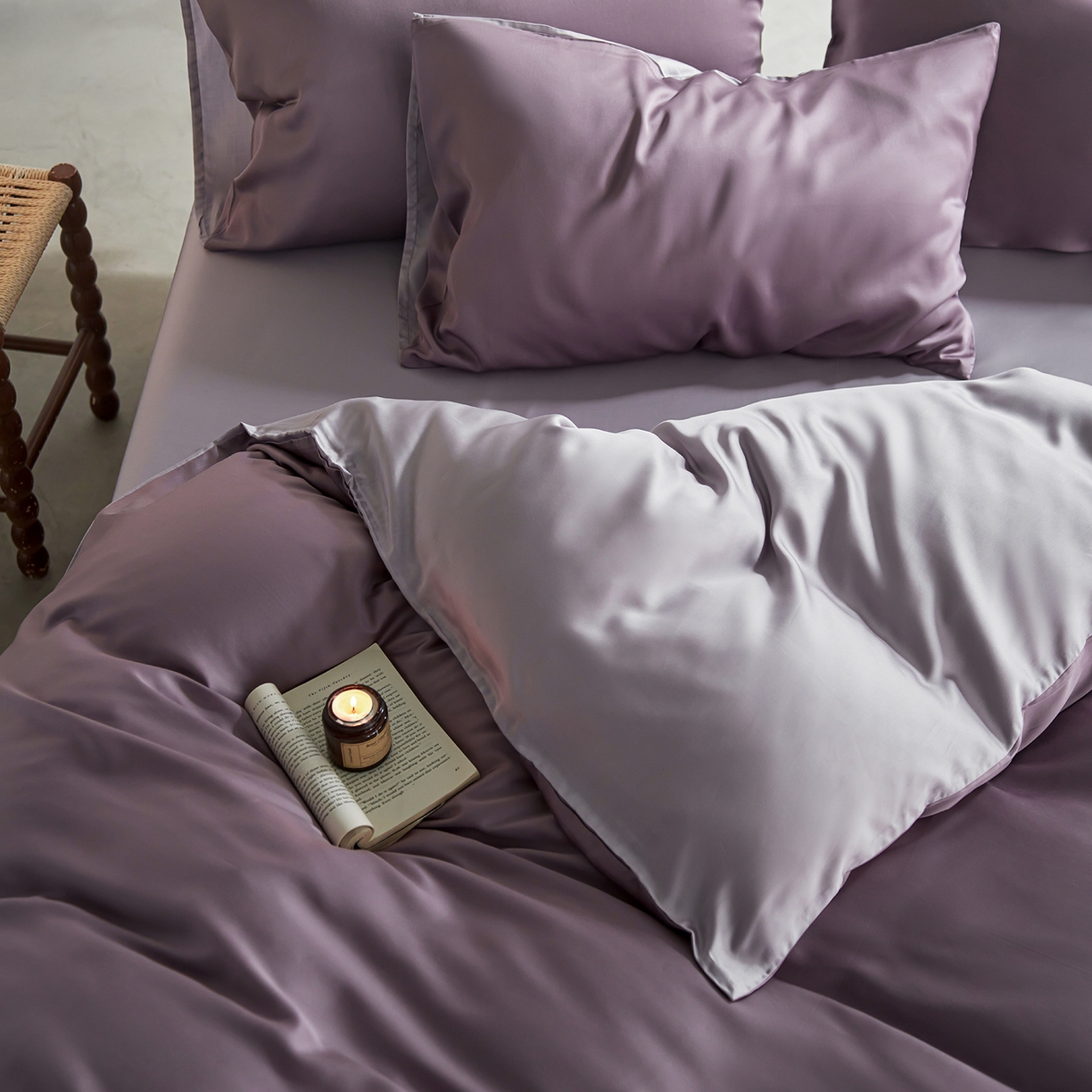 91家纺网 家纺一手货源 找家纺 轩和家居 2026新款60支奥地利兰精天丝四件套 鸢尾紫+事后清晨