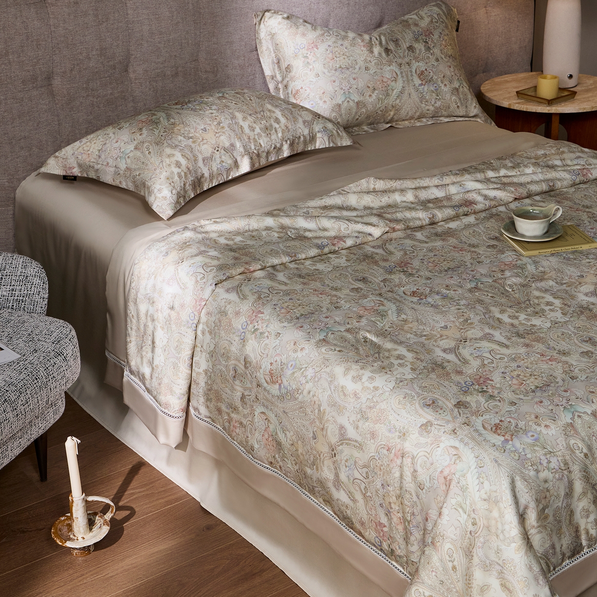 91家纺网 家纺一手货源 找家纺 丽笙被芯 2026新款兰精天丝数码印花蚕丝镂空夏被夏凉被空调被 奥瑞莉-绿