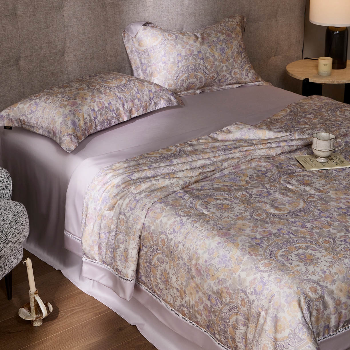 91家纺网 家纺一手货源 找家纺 丽笙被芯 2026新款兰精天丝数码印花蚕丝镂空夏被夏凉被空调被 蜜丝欧-黄