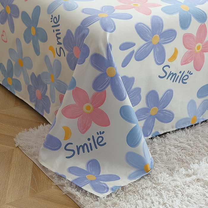 91家纺网 家纺一手货源 找家纺 馨雅家纺 2026新款多规格纯棉印花床单单品床单单件 浅浅花漾