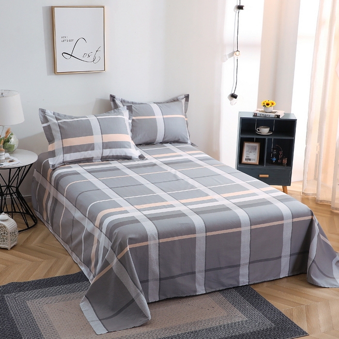 馨雅家纺 2026新款多规格纯棉印花床单单品床单单件 巴比伦-灰