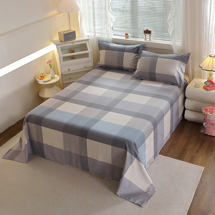 91家纺网 家纺一手货源 找家纺 馨雅家纺 2026新款多规格纯棉印花床单单品床单单件 奶昔-蓝