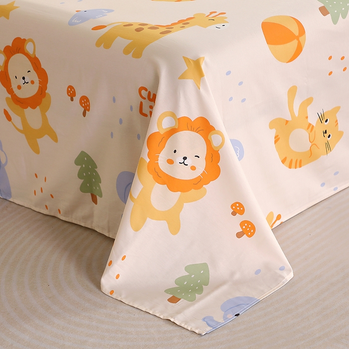 91家纺网 家纺一手货源 找家纺 馨雅家纺 2026新款多规格纯棉印花床单单品床单单件 狮子乐园