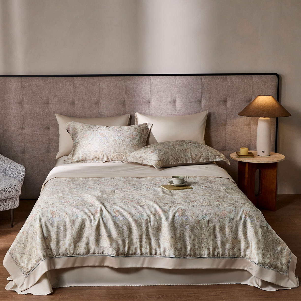 91家纺网 家纺一手货源 找家纺 丽笙被芯 2026新款兰精天丝数码印花蚕丝镂空夏被夏凉被空调被 奥瑞莉-绿