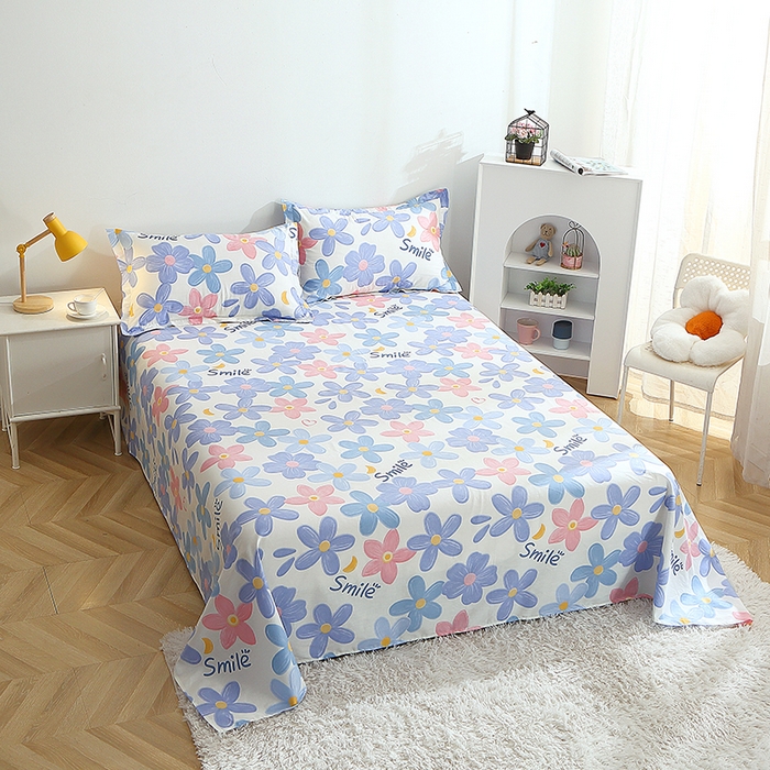 91家纺网 家纺一手货源 找家纺 馨雅家纺 2026新款多规格纯棉印花床单单品床单单件 浅浅花漾