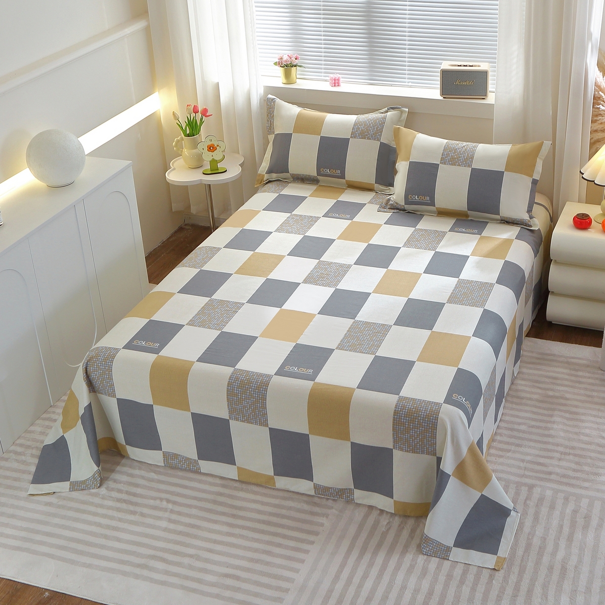 91家纺网 家纺一手货源 找家纺 馨雅家纺 2026新款多规格纯棉印花床单单品床单单件 雅格