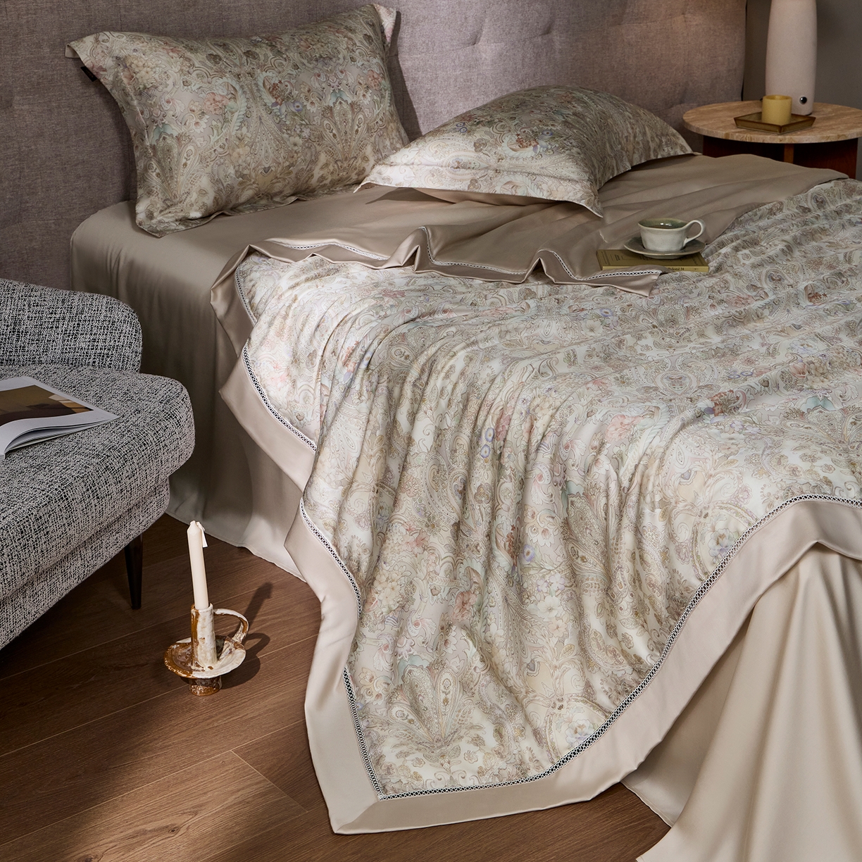 91家纺网 家纺一手货源 找家纺 丽笙被芯 2026新款兰精天丝数码印花蚕丝镂空夏被夏凉被空调被 奥瑞莉-绿