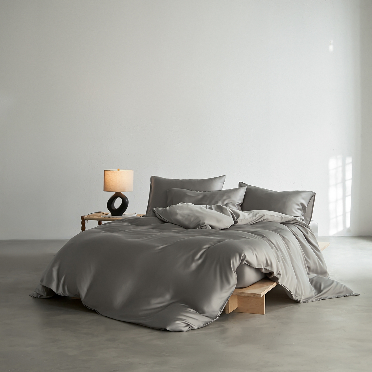 91家纺网 家纺一手货源 找家纺 轩和家居 2026新款60支奥地利兰精天丝四件套 伯爵灰