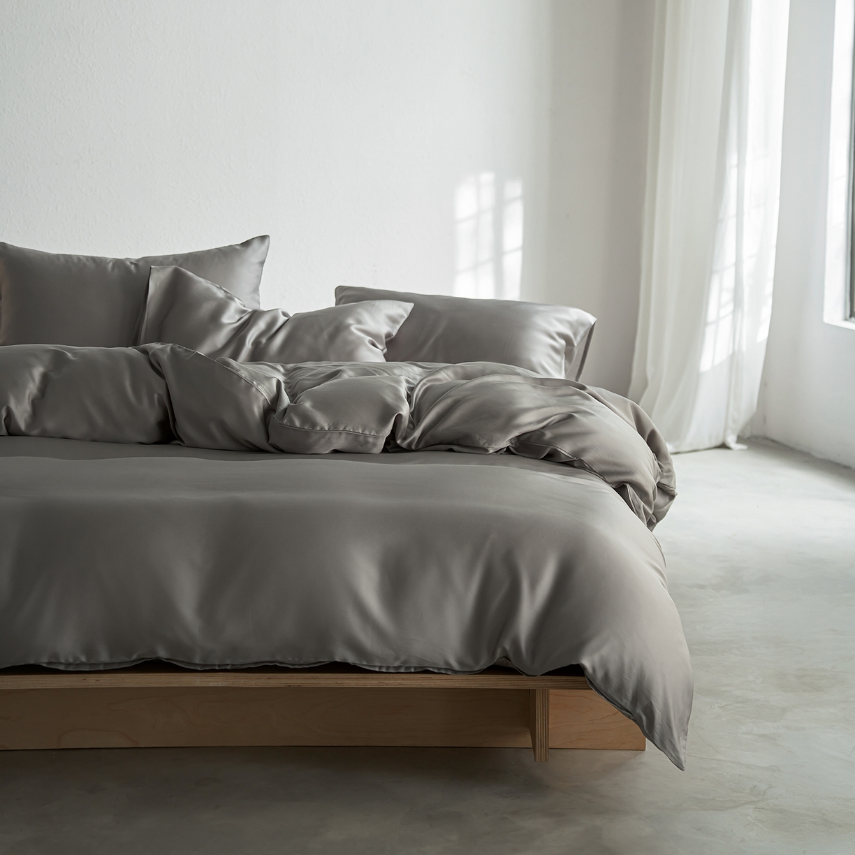 91家纺网 家纺一手货源 找家纺 轩和家居 2026新款60支奥地利兰精天丝四件套 伯爵灰