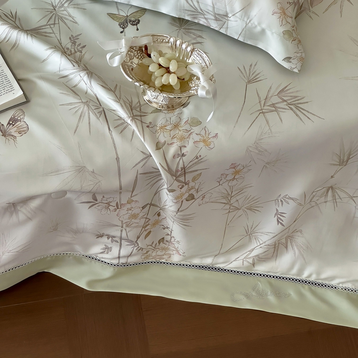 91家纺网 家纺一手货源 找家纺 丽笙被芯 2026新款A类兰精天丝数码印花Naia镂空夏被夏凉被空调被-系列二 春林竹晚