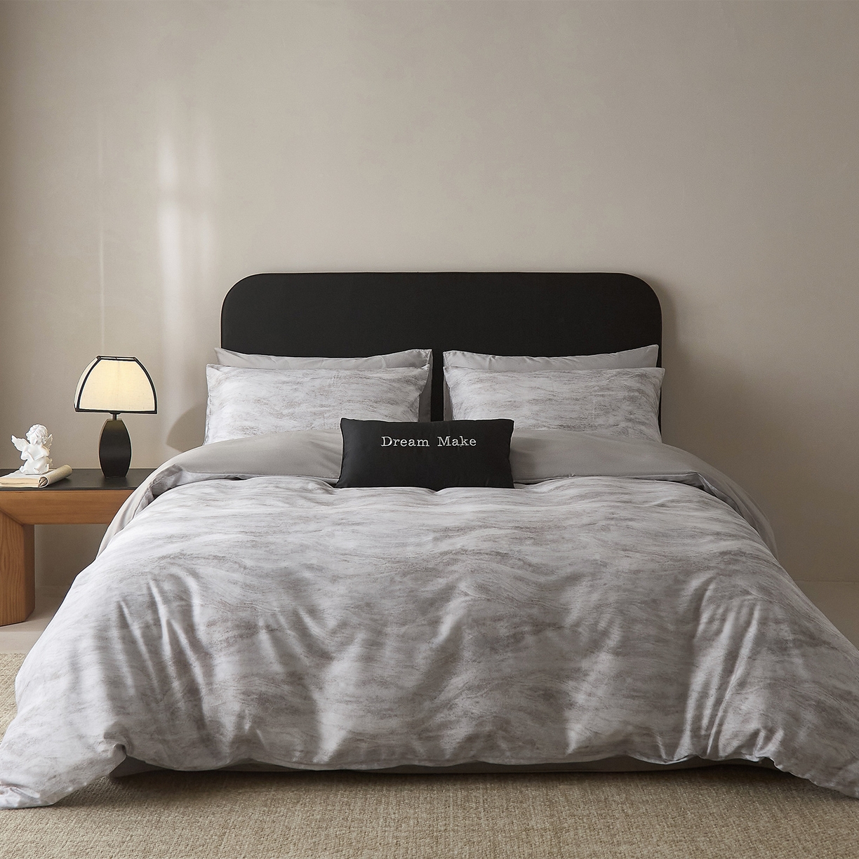 91家纺网 家纺一手货源 找家纺 ONE TWO ONE 121 【会员-20】 【控价商品】【提供买家秀】  2026新款专版数码印花100s长绒棉全棉床上用品四件套 水墨江隐-灰