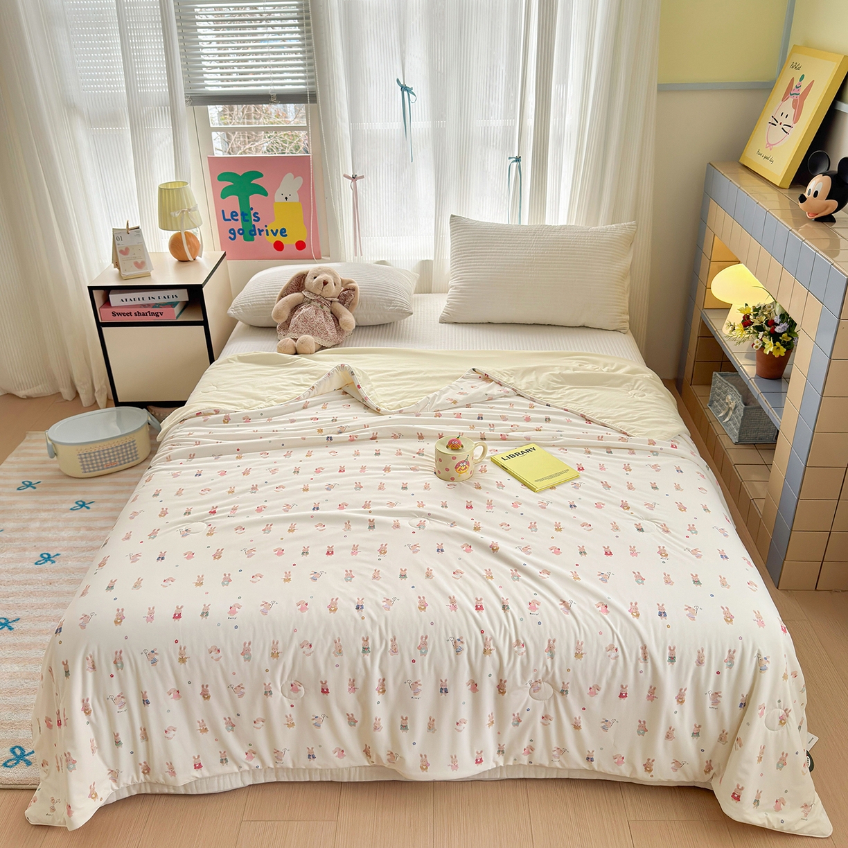 91家纺网 家纺一手货源 找家纺 （总）亿梵家居 2026新款锦氨印花凉感夏被,欢乐小兔,纳瑞小狗,俏皮小狗,盛夏-粉,甜心宝贝,晚安小熊,组合