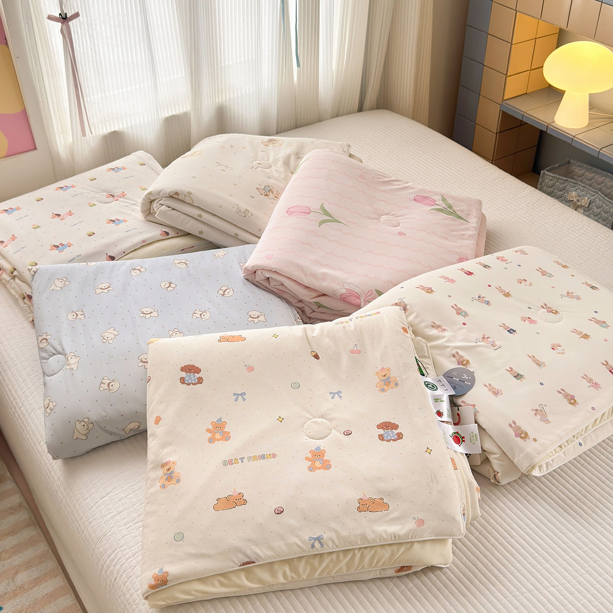 91家纺网 家纺一手货源 找家纺 亿梵家居 2026新款锦氨印花凉感夏被 组合