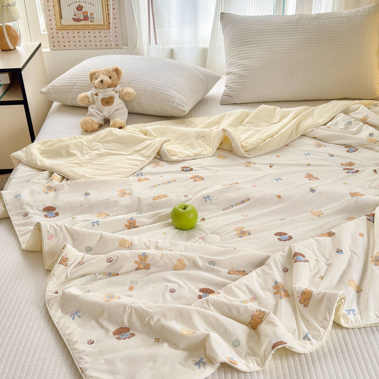 91家纺网 家纺一手货源 找家纺 亿梵家居 2026新款锦氨印花凉感夏被 甜心宝贝