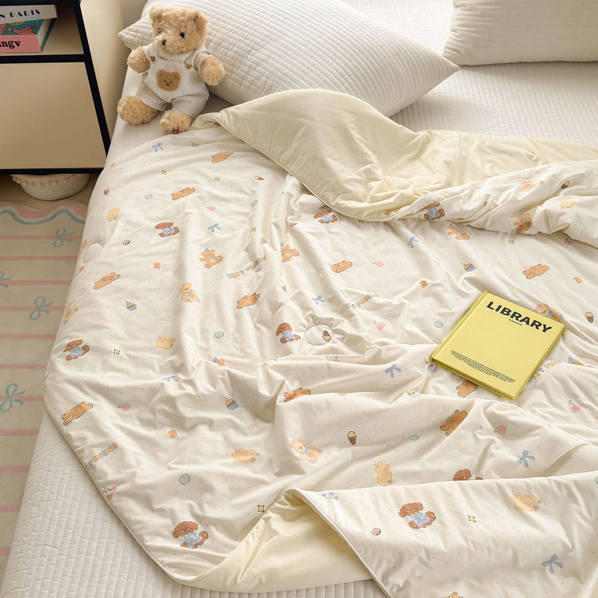 91家纺网 家纺一手货源 找家纺 亿梵家居 2026新款锦氨印花凉感夏被 甜心宝贝